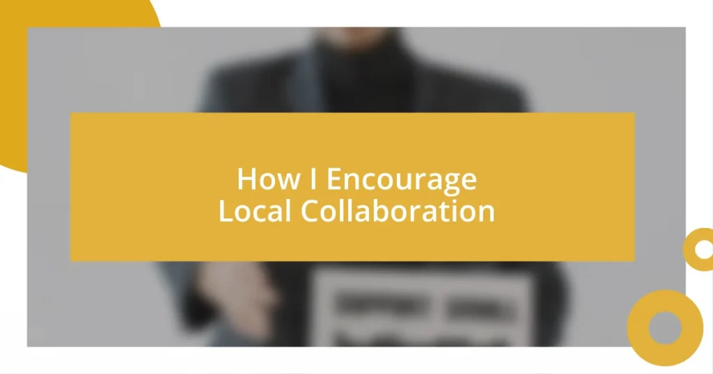 How I Encourage Local Collaboration