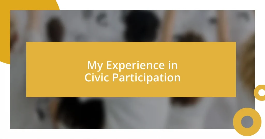 My Experience in Civic Participation