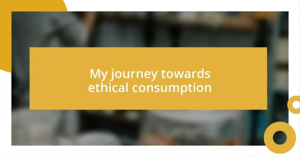 My journey towards ethical consumption